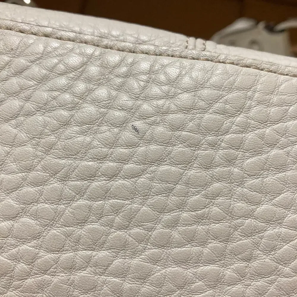 COACH F14686 WHITE AND YELLOW PEBBLEED LEATHER HANDBAG